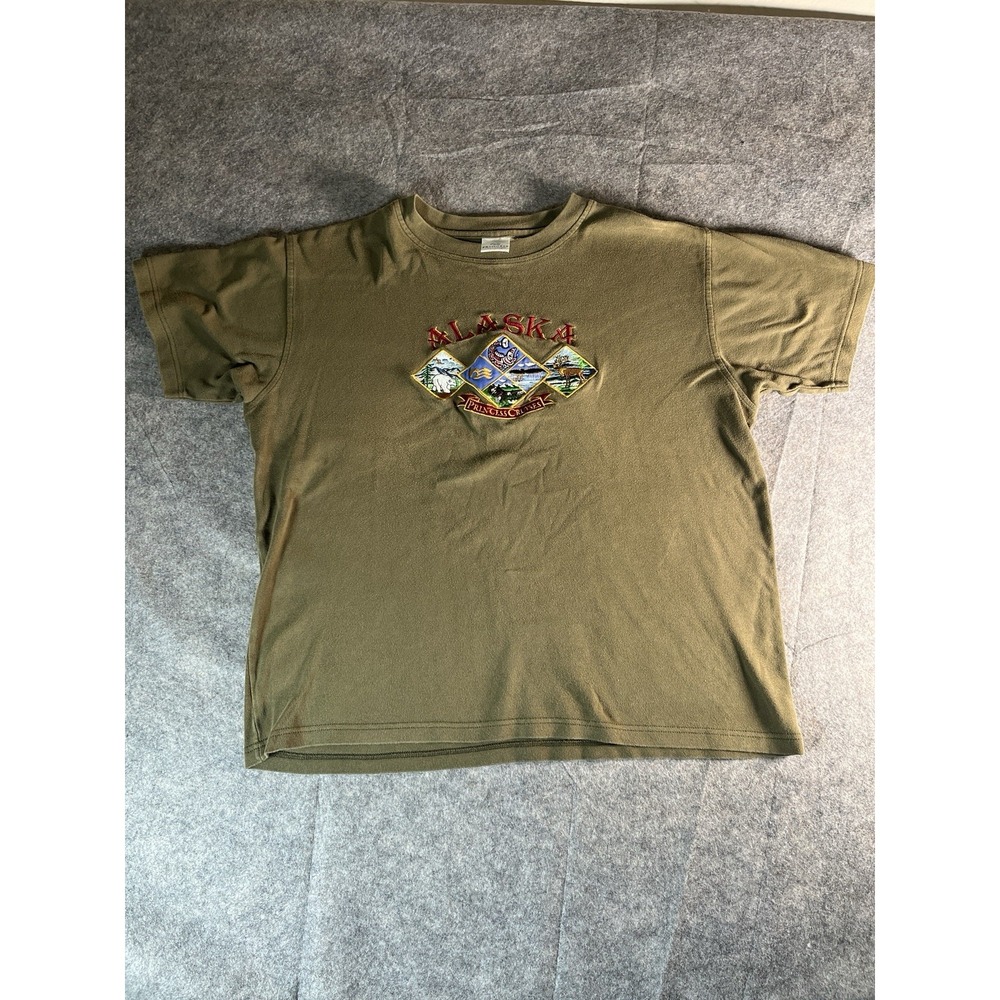 VTG Alaska Princess Cruises T Shirt Mens Sz M Cotton Embroidered Green